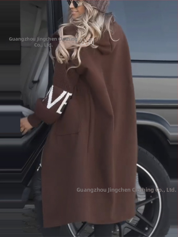 Amazon есен и зима 2024 ново трансгранично европейско и американско модно външнотърговско дамско ежедневно палто с качулка и дълги шевове
