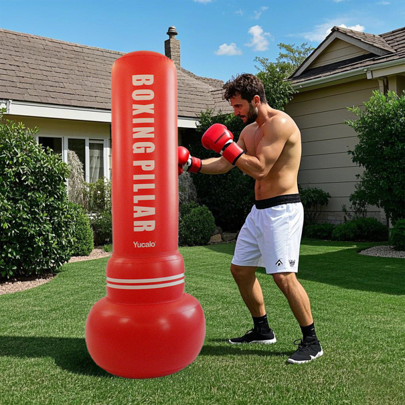 Tehase otsetarne 1,95 m kõrgune PVC-paks täispuhutav trummelpoksikolonn täiskasvanutele mõeldud fitness-ventilatsioonivõitlusmänguasi