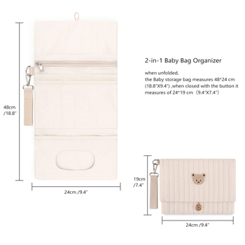 Πτυσσόμενη τσάντα αποθήκευσης ταξιδιού για μητέρα και μωρό, κρεμαστή πολυλειτουργική τσάντα οργάνωσης συσκευασίας, τσάντα αποθήκευσης πολλαπλών θέσεων από καθαρό βαμβάκι