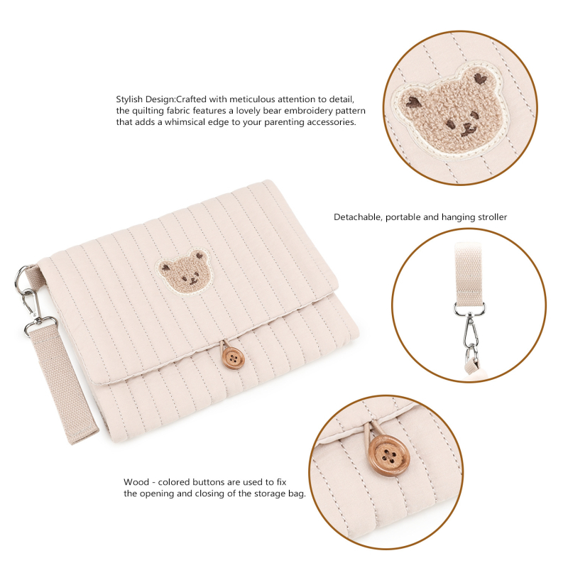 Kokkupandav ema ja beebi reisikott, rippuv multifunktsionaalne pakendi korraldaja kott, puhtast puuvillast mitme sektsiooniga hoiukott