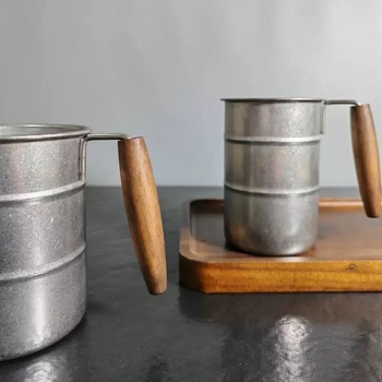 Retro vana 304 roostevabast terasest jäätunud kohvitass, äriliseks loominguliseks välistingimustes kasutamiseks mõeldud telkimisstiilis piknikuveekruusiks, õllekruusiks