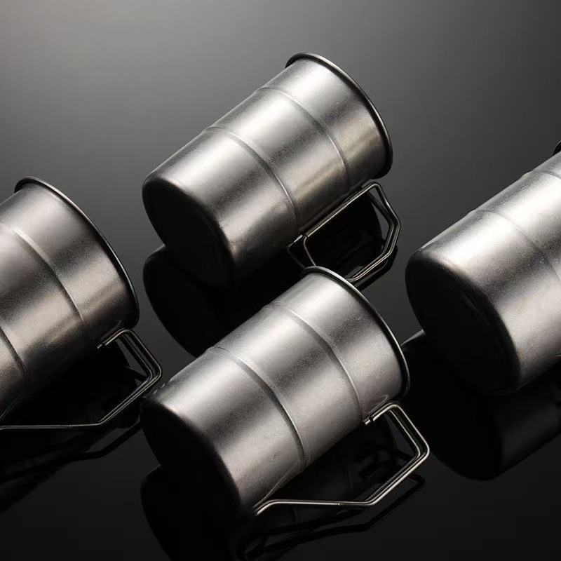 Retro vana 304 roostevabast terasest jäätunud kohvitass, äriliseks loominguliseks välistingimustes kasutamiseks mõeldud telkimisstiilis piknikuveekruusiks, õllekruusiks