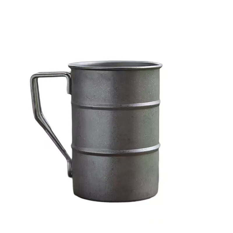 Retro vana 304 roostevabast terasest jäätunud kohvitass, äriliseks loominguliseks välistingimustes kasutamiseks mõeldud telkimisstiilis piknikuveekruusiks, õllekruusiks