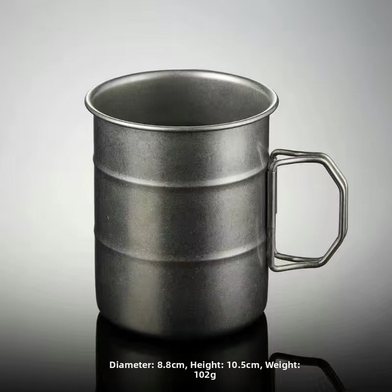 Retro vana 304 roostevabast terasest jäätunud kohvitass, äriliseks loominguliseks välistingimustes kasutamiseks mõeldud telkimisstiilis piknikuveekruusiks, õllekruusiks