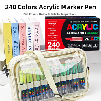 „Guangna 8101“ tiesioginio naudojimo skystas akrilinis žymeklis, 120/240 spalvų, minkšta galvute, studentų dailės rankinis piešimas grafiti rašikliui