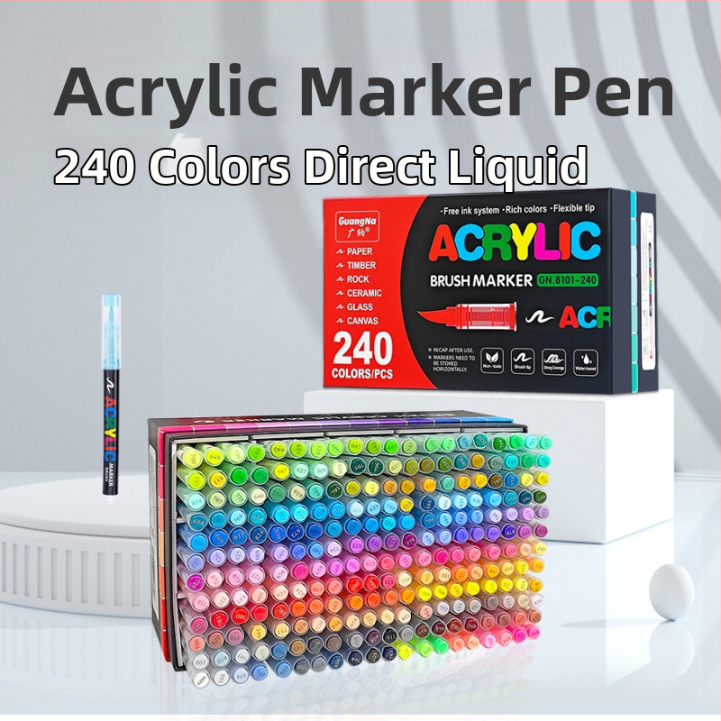 „Guangna 8101“ tiesioginio naudojimo skystas akrilinis žymeklis, 120/240 spalvų, minkšta galvute, studentų dailės rankinis piešimas grafiti rašikliui