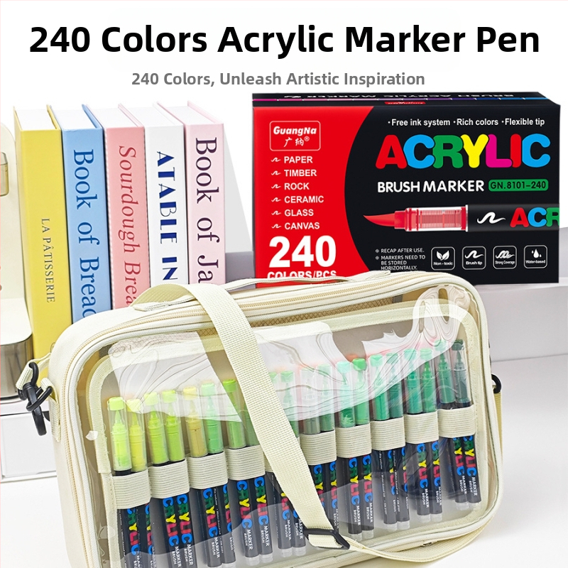 „Guangna 8101“ tiesioginio naudojimo skystas akrilinis žymeklis, 120/240 spalvų, minkšta galvute, studentų dailės rankinis piešimas grafiti rašikliui