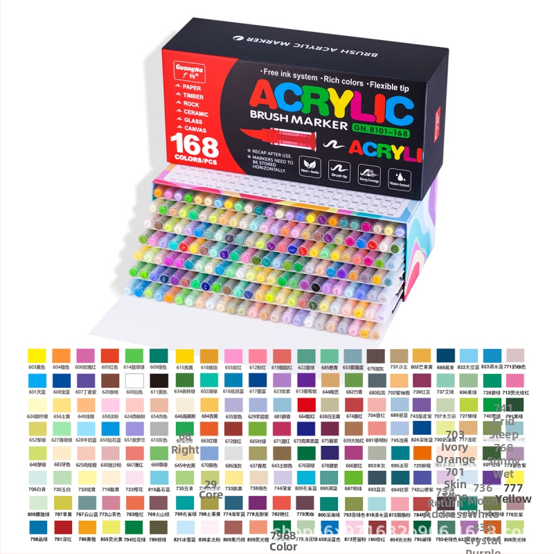 „Guangna 8101“ tiesioginio naudojimo skystas akrilinis žymeklis, 120/240 spalvų, minkšta galvute, studentų dailės rankinis piešimas grafiti rašikliui