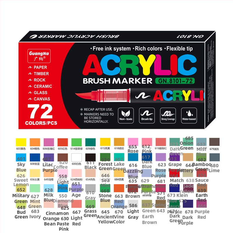 „Guangna 8101“ tiesioginio naudojimo skystas akrilinis žymeklis, 120/240 spalvų, minkšta galvute, studentų dailės rankinis piešimas grafiti rašikliui