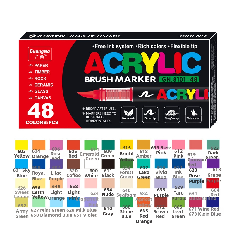 „Guangna 8101“ tiesioginio naudojimo skystas akrilinis žymeklis, 120/240 spalvų, minkšta galvute, studentų dailės rankinis piešimas grafiti rašikliui
