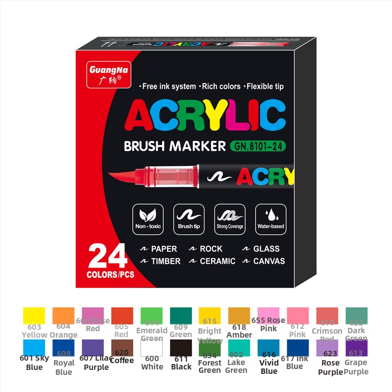 „Guangna 8101“ tiesioginio naudojimo skystas akrilinis žymeklis, 120/240 spalvų, minkšta galvute, studentų dailės rankinis piešimas grafiti rašikliui
