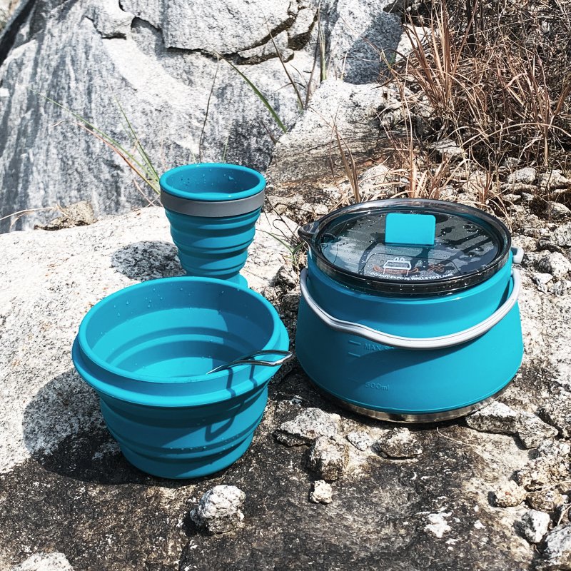 Ameerika stiilis välistingimustes kasutatav silikoonist kokkupandav veekeetja, kaasaskantav metsik telkimine, lahtise tulega kohvi- ja teekeetja, kaasaskantav pott