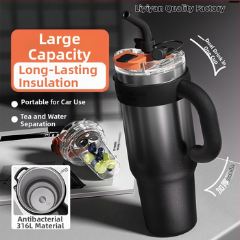 Didelės talpos termosinis puodelis su ledo puodeliu, 346 l, nerūdijančio plieno, vyriškas naujas šiaudinis vandens puodelis, šaltas puodelis, populiarus