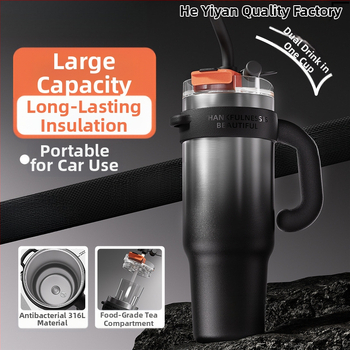 Didelės talpos termosinis puodelis su ledo puodeliu, 346 l, nerūdijančio plieno, vyriškas naujas šiaudinis vandens puodelis, šaltas puodelis, populiarus