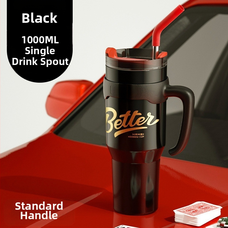 Didelės talpos termosinis puodelis su ledo puodeliu, 346 l, nerūdijančio plieno, vyriškas naujas šiaudinis vandens puodelis, šaltas puodelis, populiarus