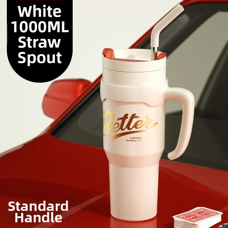 Didelės talpos termosinis puodelis su ledo puodeliu, 346 l, nerūdijančio plieno, vyriškas naujas šiaudinis vandens puodelis, šaltas puodelis, populiarus