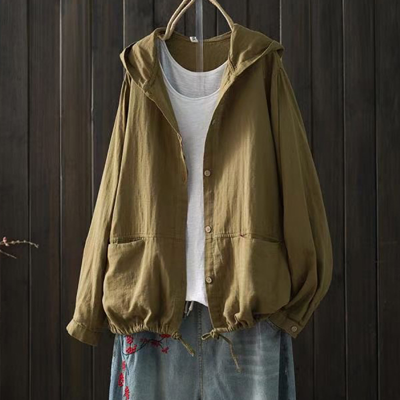 Jaapani ja Korea ühevärviline lahtine pluss-suuruses kahekihiline puuvillane marli kapuutsiga pikkade varrukatega lipsuga kardigan õhuke mantel naiste tehase eksport naisterõivad