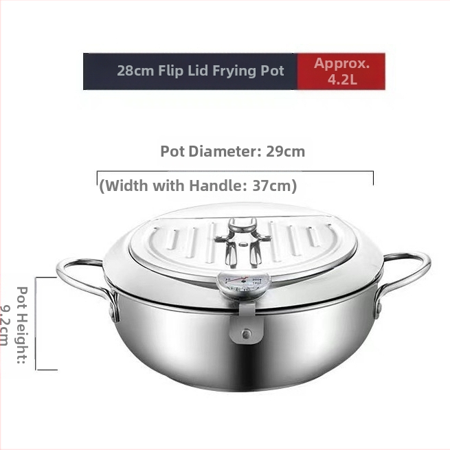 Chengze japoniško stiliaus 304 nerūdijančio plieno tempura gruzdintuvė, buitinė, temperatūrą kontroliuojanti, aliejų taupanti maža gruzdintuvė su filtru