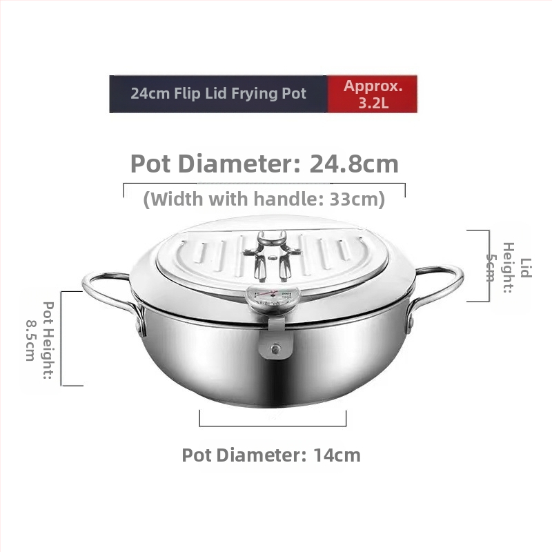 Chengze japoniško stiliaus 304 nerūdijančio plieno tempura gruzdintuvė, buitinė, temperatūrą kontroliuojanti, aliejų taupanti maža gruzdintuvė su filtru