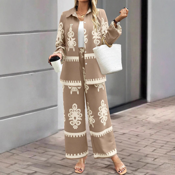 Aliexpress Amazon Εξωτερικό Εμπόριο Διασυνοριακό 2025 Νέο Casual Ευέλικτο Ρετρό Μακρυμάνικο Πουκάμισο και Παντελόνι