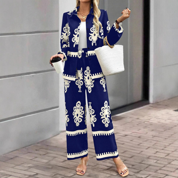 Aliexpress Amazon Εξωτερικό Εμπόριο Διασυνοριακό 2025 Νέο Casual Ευέλικτο Ρετρό Μακρυμάνικο Πουκάμισο και Παντελόνι