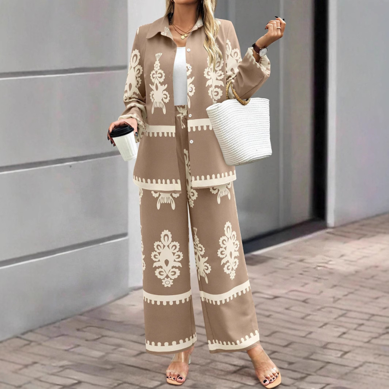 Aliexpress Amazon Εξωτερικό Εμπόριο Διασυνοριακό 2025 Νέο Casual Ευέλικτο Ρετρό Μακρυμάνικο Πουκάμισο και Παντελόνι