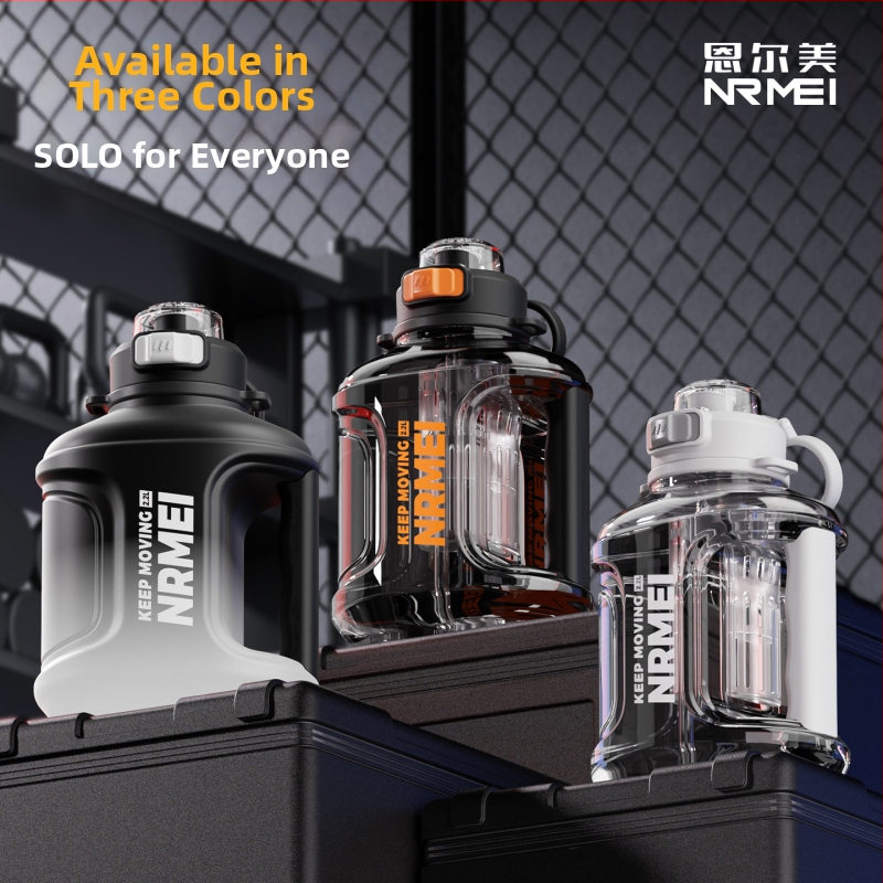 Enmei Голяма вместимост Мъжка чаша за вода, устойчива на висока температура, спортна чаша със сламка, разделяне на водата, тон-тон, голяма преносима кана за вода