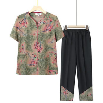 Κοστούμια Ρούχων για Άνοιξη και Καλοκαίρι για Γυναικεία Μέσης Ηλικίας και Ηλικιωμένων, Λεπτά, Μακρυμάνικα και Κοντά Μανίκια, με Στάμπα, για Ηλικιωμένους και Μητέρες, με Στάμπα, για Λεπτούς Γιακά και Στάμπα, για Ηλικιωμένους