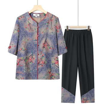 Κοστούμια Ρούχων για Άνοιξη και Καλοκαίρι για Γυναικεία Μέσης Ηλικίας και Ηλικιωμένων, Λεπτά, Μακρυμάνικα και Κοντά Μανίκια, με Στάμπα, για Ηλικιωμένους και Μητέρες, με Στάμπα, για Λεπτούς Γιακά και Στάμπα, για Ηλικιωμένους