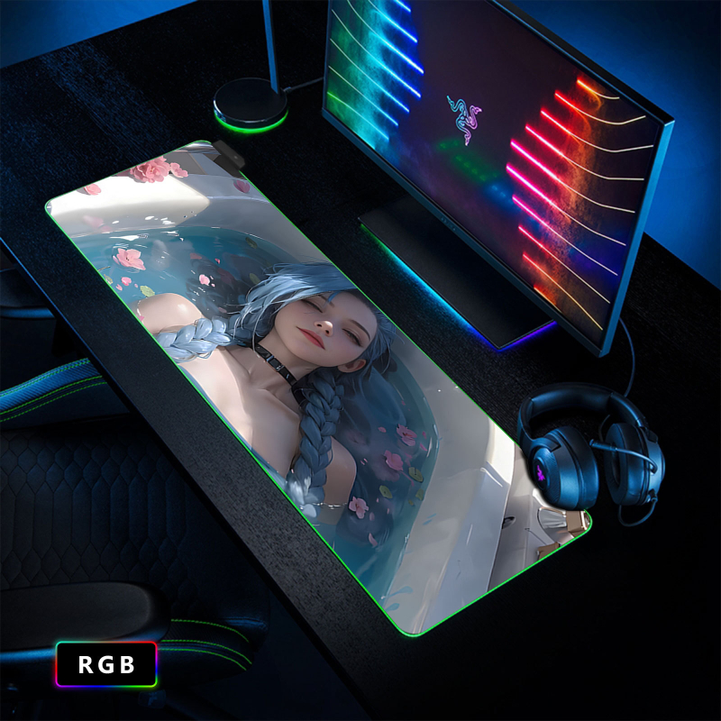 Cool Sexy Jinke RGB egérpad túlméretezett mágikus színű számítógépasztal-pad irodai billentyűzetpad játék csúszásmentes