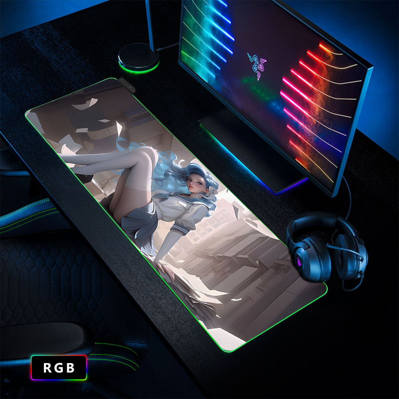 Cool Sexy Jinke RGB egérpad túlméretezett mágikus színű számítógépasztal-pad irodai billentyűzetpad játék csúszásmentes