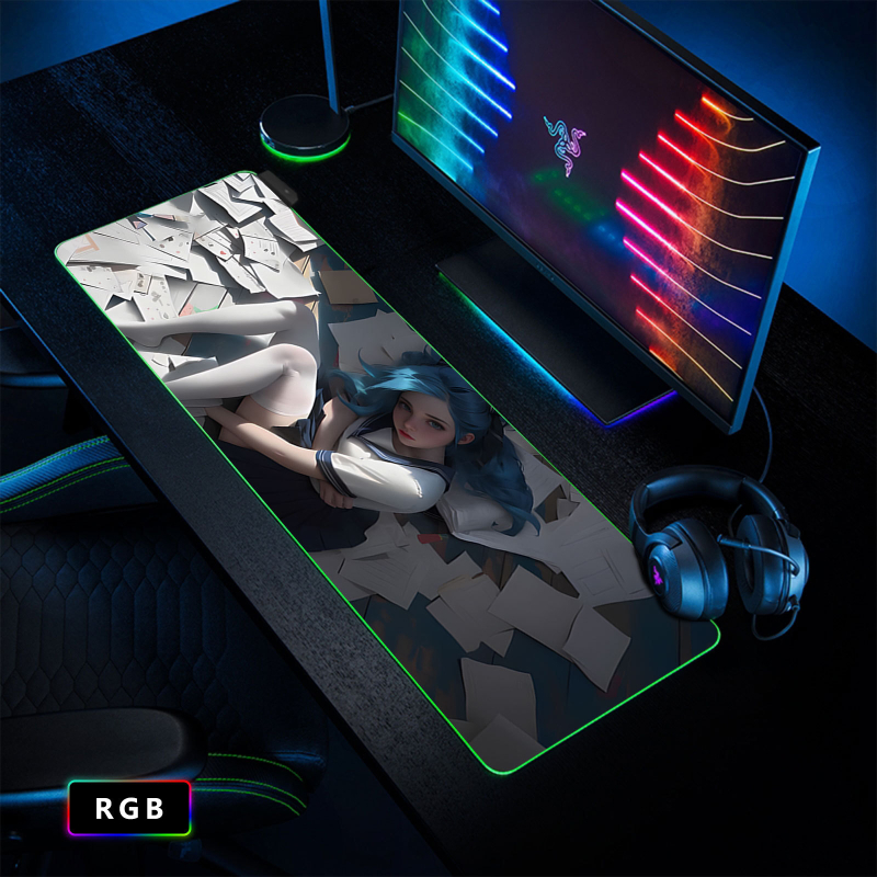 Cool Sexy Jinke RGB egérpad túlméretezett mágikus színű számítógépasztal-pad irodai billentyűzetpad játék csúszásmentes