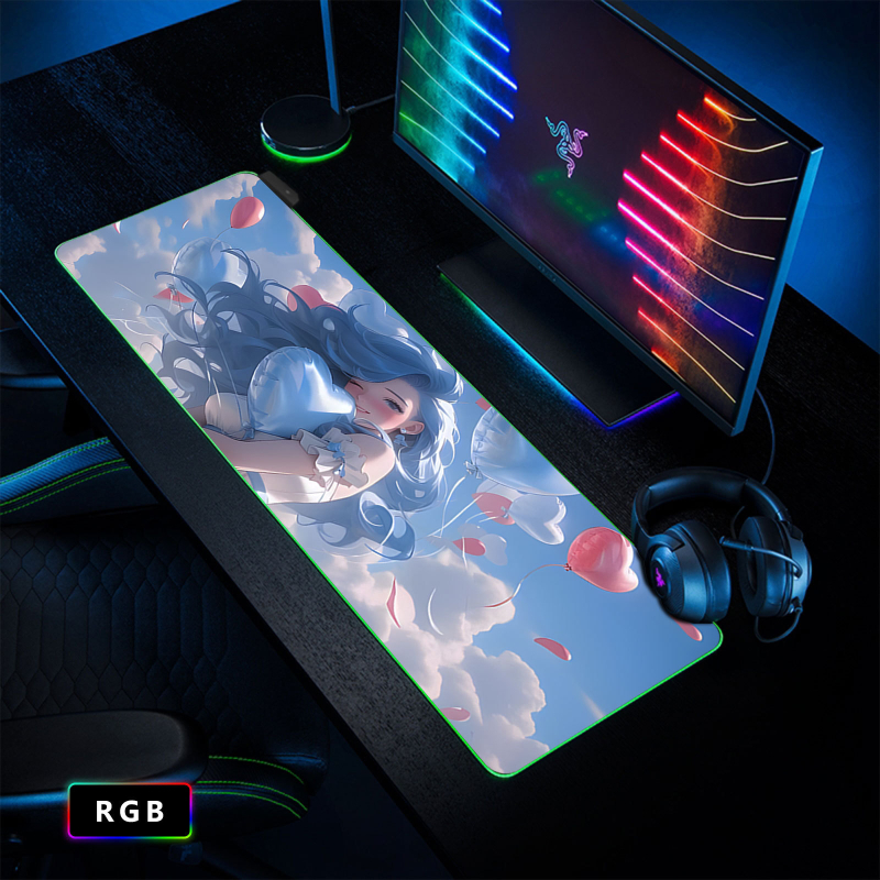 Cool Sexy Jinke RGB egérpad túlméretezett mágikus színű számítógépasztal-pad irodai billentyűzetpad játék csúszásmentes