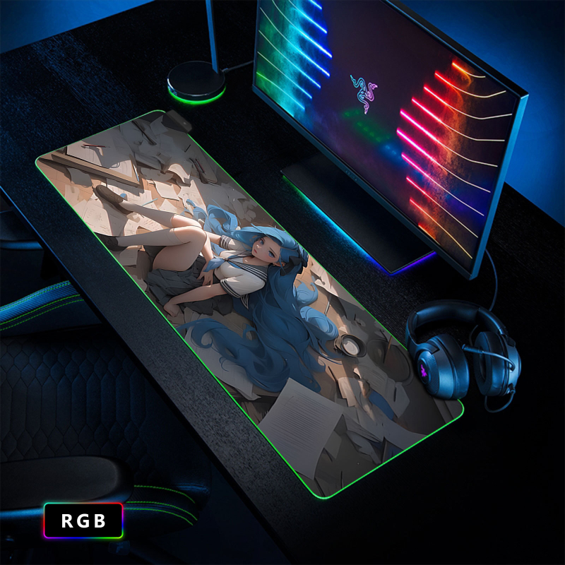 Cool Sexy Jinke RGB egérpad túlméretezett mágikus színű számítógépasztal-pad irodai billentyűzetpad játék csúszásmentes