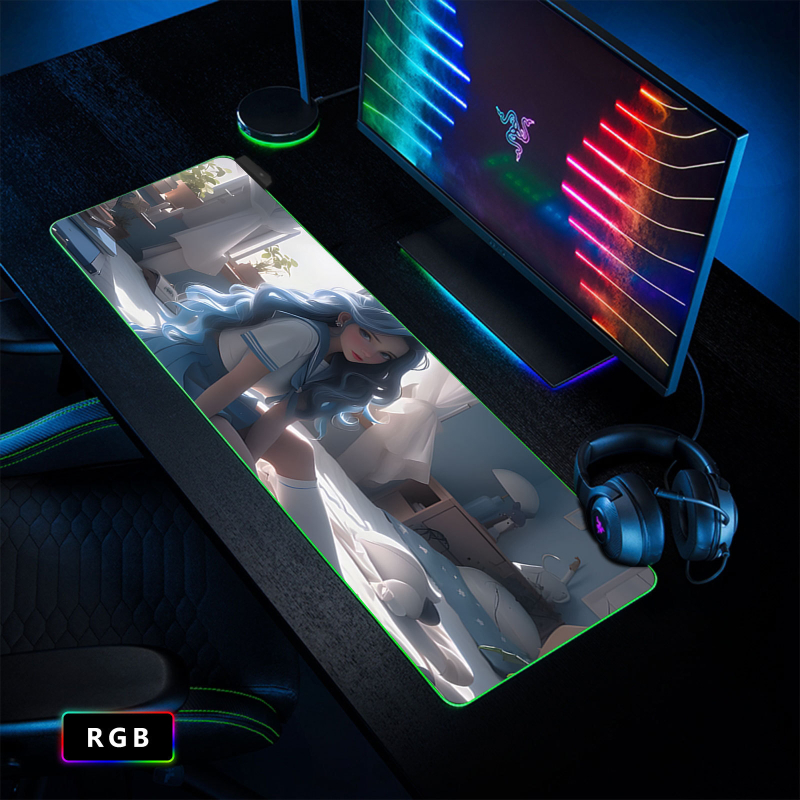 Cool Sexy Jinke RGB egérpad túlméretezett mágikus színű számítógépasztal-pad irodai billentyűzetpad játék csúszásmentes