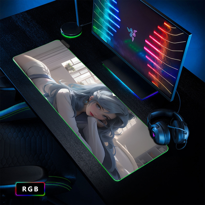 Cool Sexy Jinke RGB egérpad túlméretezett mágikus színű számítógépasztal-pad irodai billentyűzetpad játék csúszásmentes