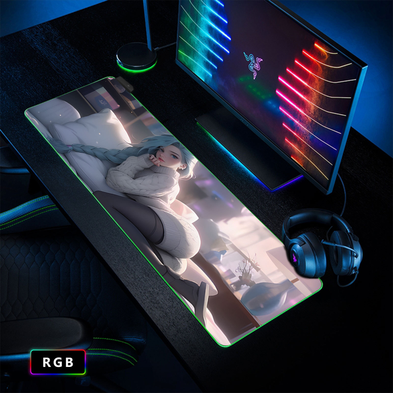 Cool Sexy Jinke RGB egérpad túlméretezett mágikus színű számítógépasztal-pad irodai billentyűzetpad játék csúszásmentes