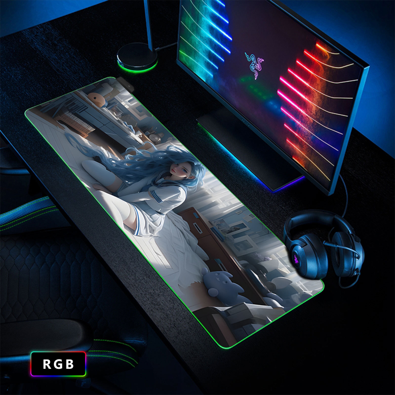 Cool Sexy Jinke RGB egérpad túlméretezett mágikus színű számítógépasztal-pad irodai billentyűzetpad játék csúszásmentes