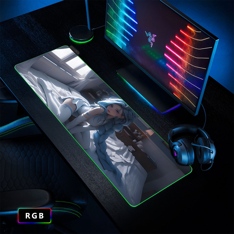 Cool Sexy Jinke RGB egérpad túlméretezett mágikus színű számítógépasztal-pad irodai billentyűzetpad játék csúszásmentes