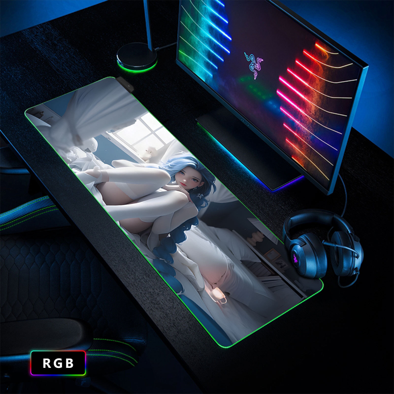 Cool Sexy Jinke RGB egérpad túlméretezett mágikus színű számítógépasztal-pad irodai billentyűzetpad játék csúszásmentes