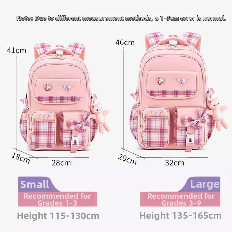 Раници за ученици от началното училище на едро, женски модели, сладка анимационна панделка, голям капацитет, раница за намаляване на тежестта, детска раница за защита на гръбначния стълб