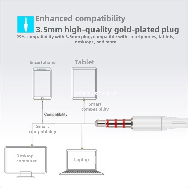 Оригинален платинен кабел за слушалки, подходящ за мобилни телефони Oppo Huawei Vivo, сладка корейска версия за караоке за момичета с микрофон