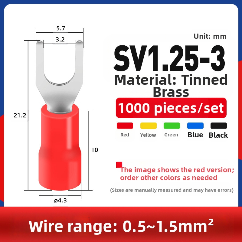 Вилковиден предварително изолиран терминал меден терминал меден кабелен накрайник бърз терминал Y-образен студено пресован терминал