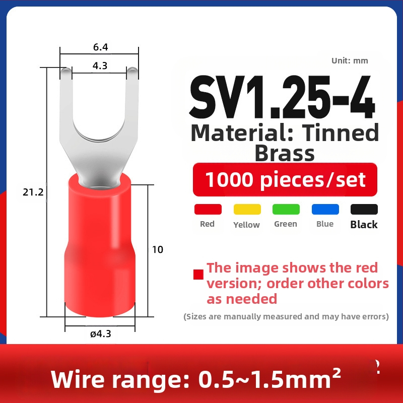 Вилковиден предварително изолиран терминал меден терминал меден кабелен накрайник бърз терминал Y-образен студено пресован терминал