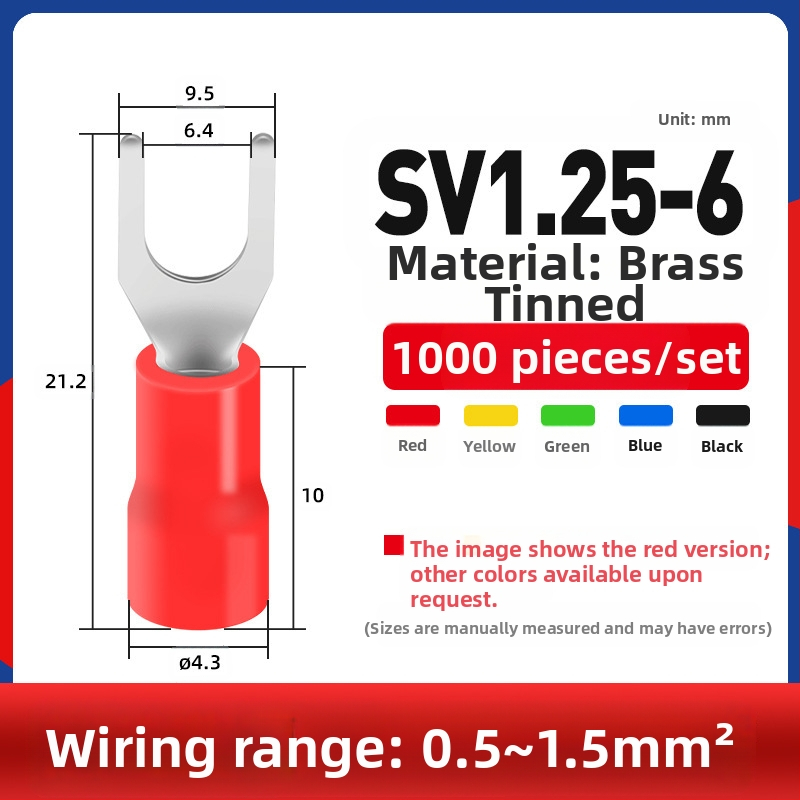 Вилковиден предварително изолиран терминал меден терминал меден кабелен накрайник бърз терминал Y-образен студено пресован терминал