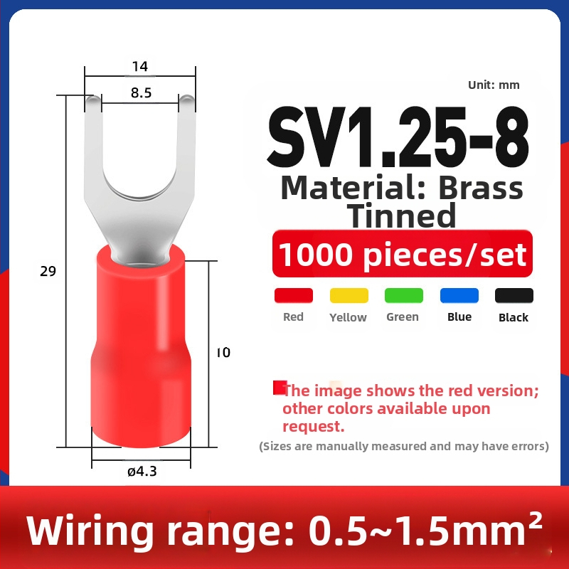 Вилковиден предварително изолиран терминал меден терминал меден кабелен накрайник бърз терминал Y-образен студено пресован терминал