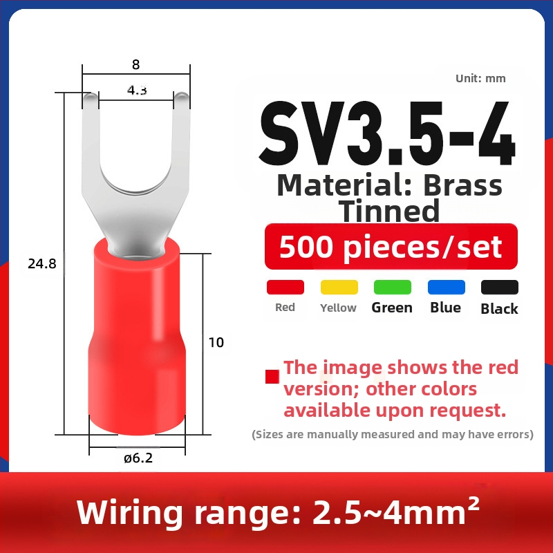 Вилковиден предварително изолиран терминал меден терминал меден кабелен накрайник бърз терминал Y-образен студено пресован терминал