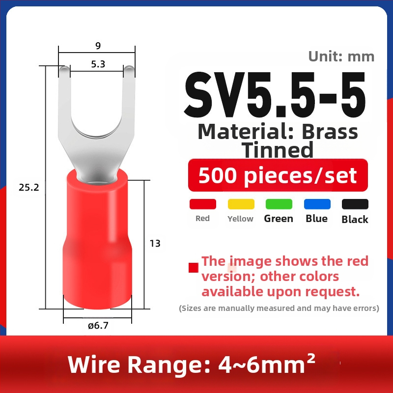 Вилковиден предварително изолиран терминал меден терминал меден кабелен накрайник бърз терминал Y-образен студено пресован терминал