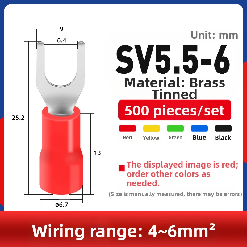 Вилковиден предварително изолиран терминал меден терминал меден кабелен накрайник бърз терминал Y-образен студено пресован терминал