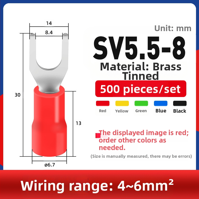 Вилковиден предварително изолиран терминал меден терминал меден кабелен накрайник бърз терминал Y-образен студено пресован терминал